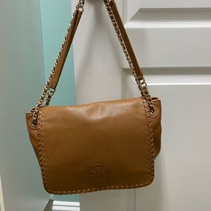 Tory Burch Flap Shoulder Bag Marion Tan